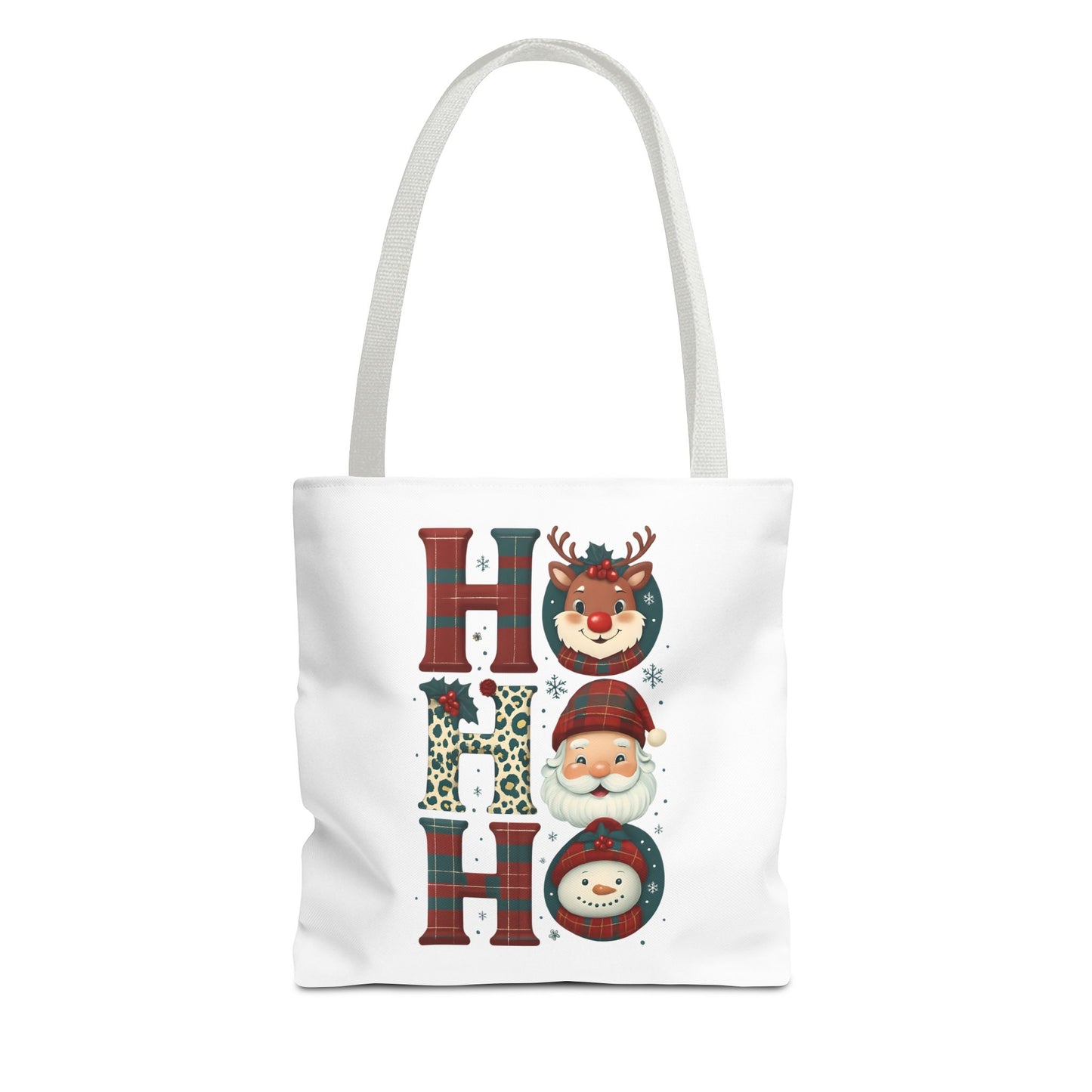Cute Santa and Reindeer Design Festive Holiday Tote Bag