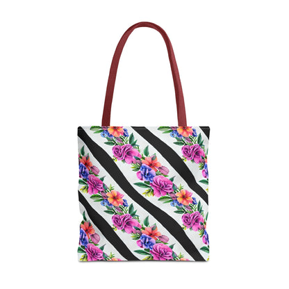 Floral Stripe Tote Bag,