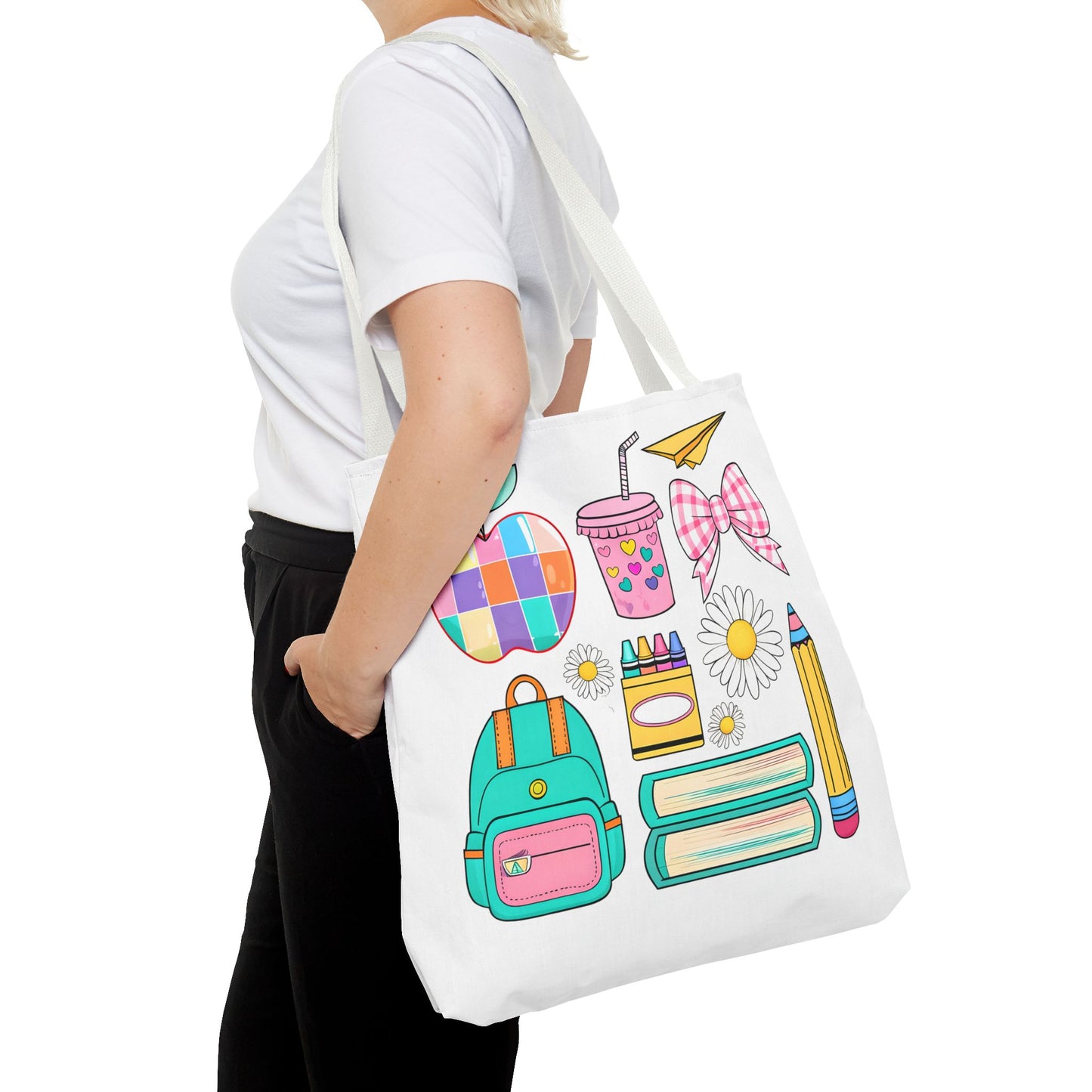 Colorful School Supplies Tote Bag, Perfect for Students & Teachers