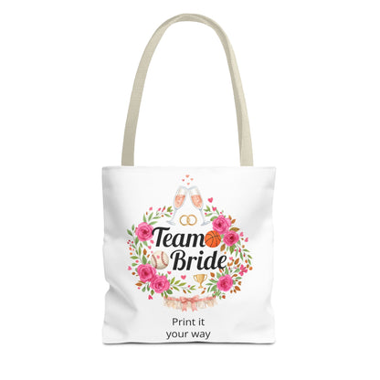 Team Bride Floral Personalized Tote Bag, Bachelorette Party Bridesmaid Gift