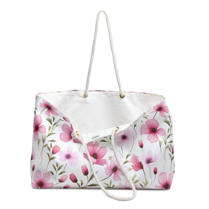 Personalized Pink Floral Weekender Bag