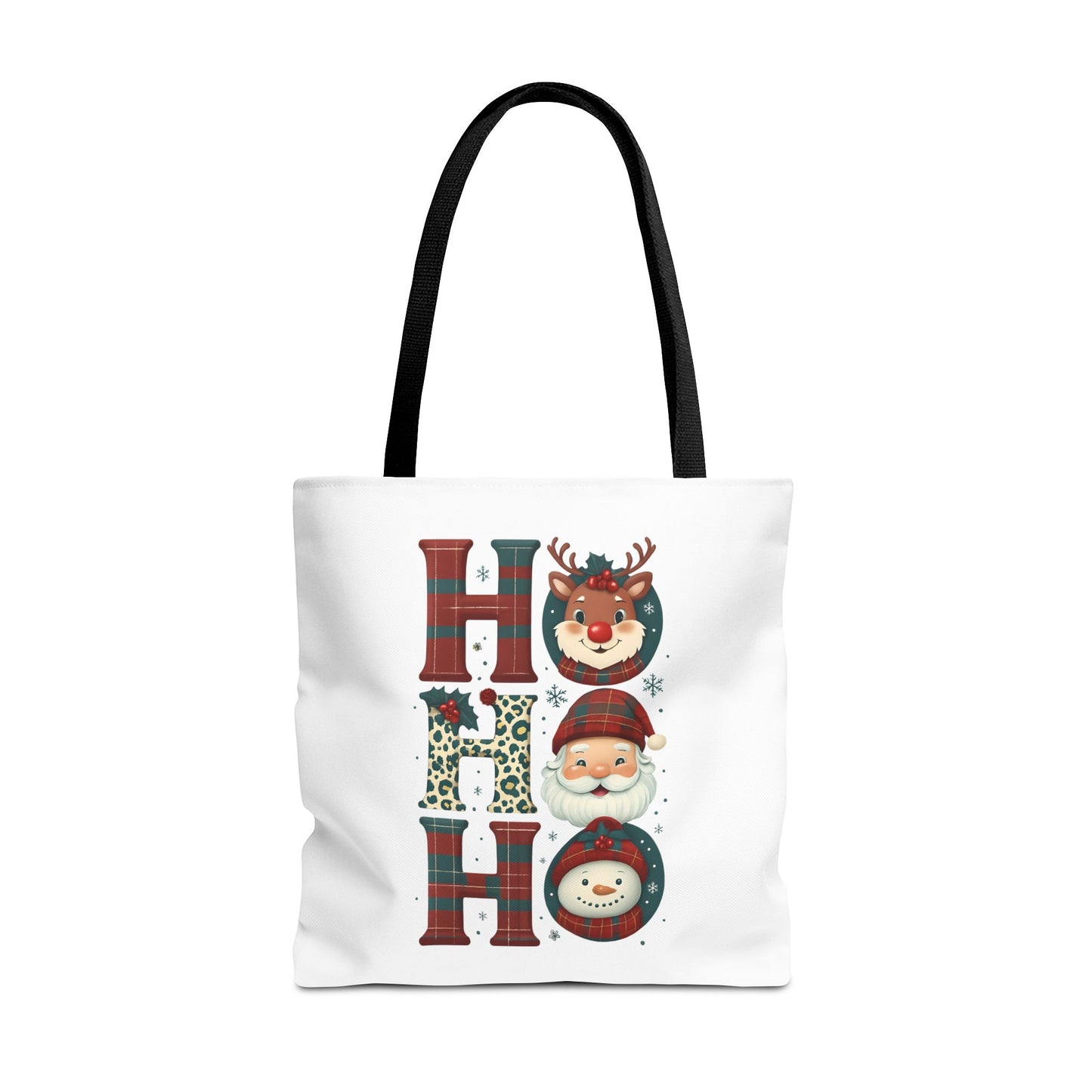 Cute Santa and Reindeer Design Festive Holiday Tote Bag
