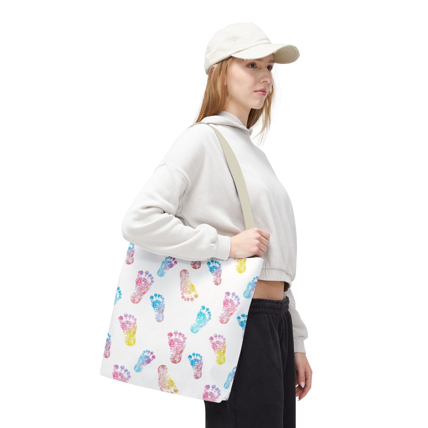 Colorful Baby Footprint Tote Bag,  Gift for New Moms