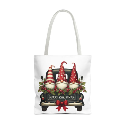3 Christmas Gnomes in Truck Tote Bag, Fun Holiday Gift