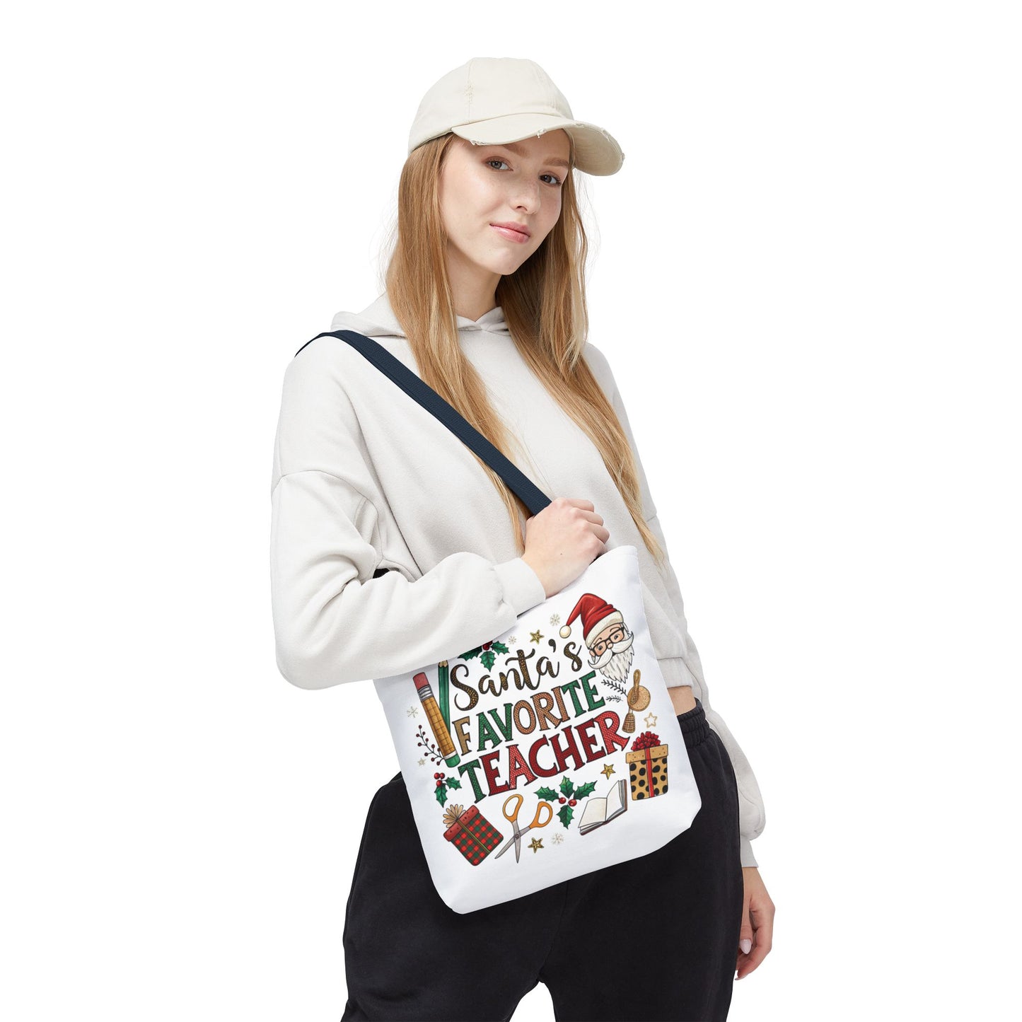Santa's Favorite Teacher Tote Bag, Christmas Gift, Teacher Appreciation