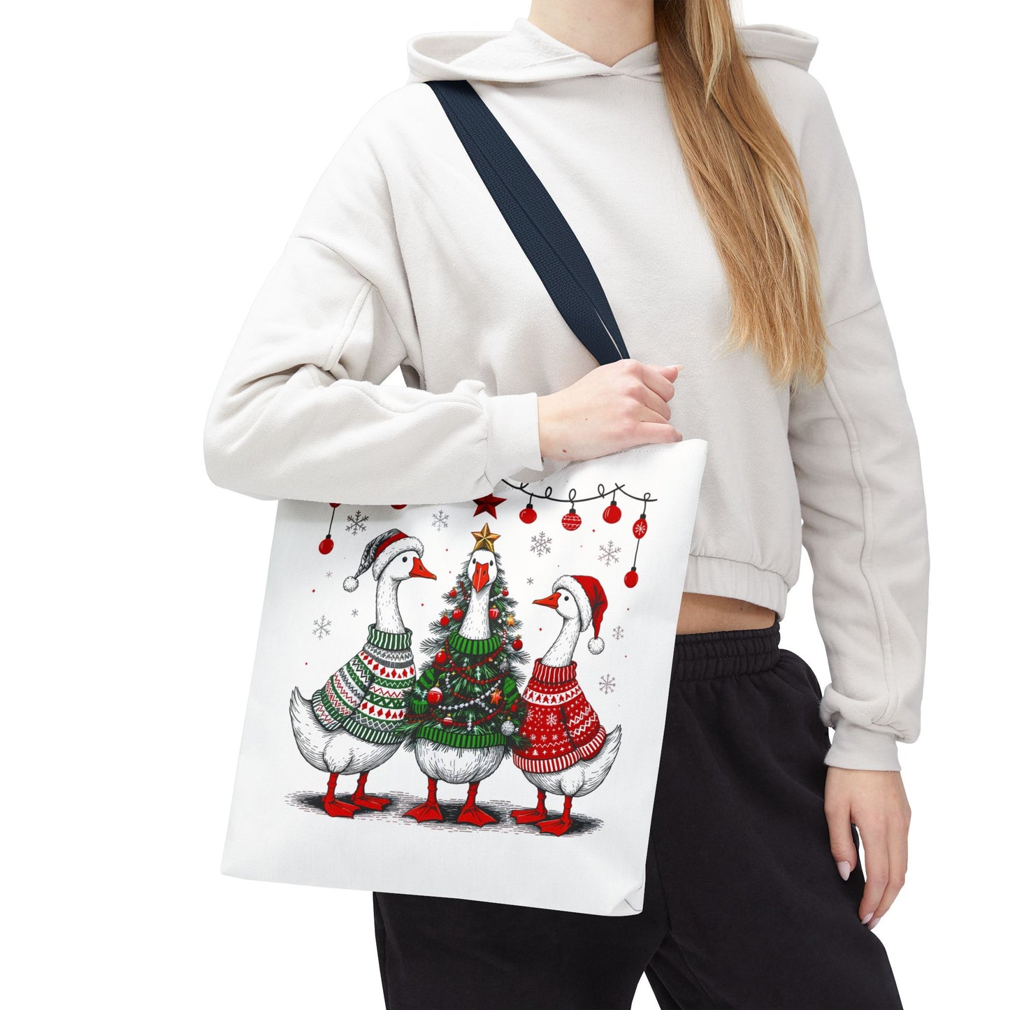 Festive Christmas Geese Tote Bag