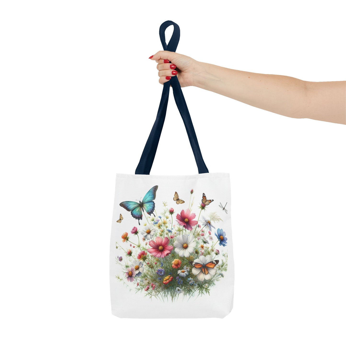 Vibrant Floral Tote Bag, Butterfly Print
