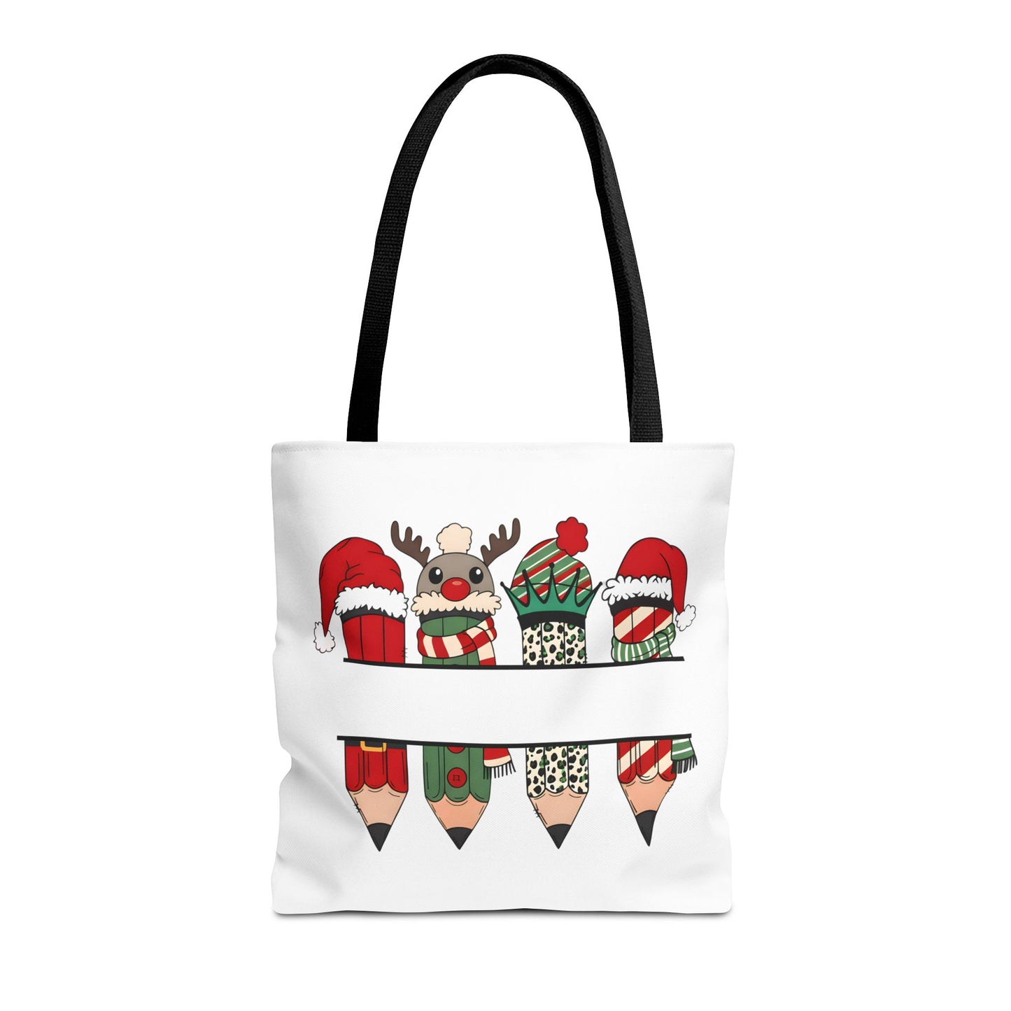 Festive Pencil Reindeer Tote Bag, Holiday Shopping Bag, Christmas Gift Tote, Teacher Appreciation, Winter Decor, Eco-Friendly Bag