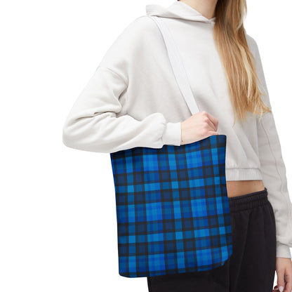 Blue Plaid Tote Bag, Gift for Her or Him,