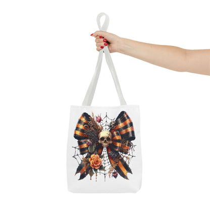 Halloween Skull & Ribbon Tote Bag
