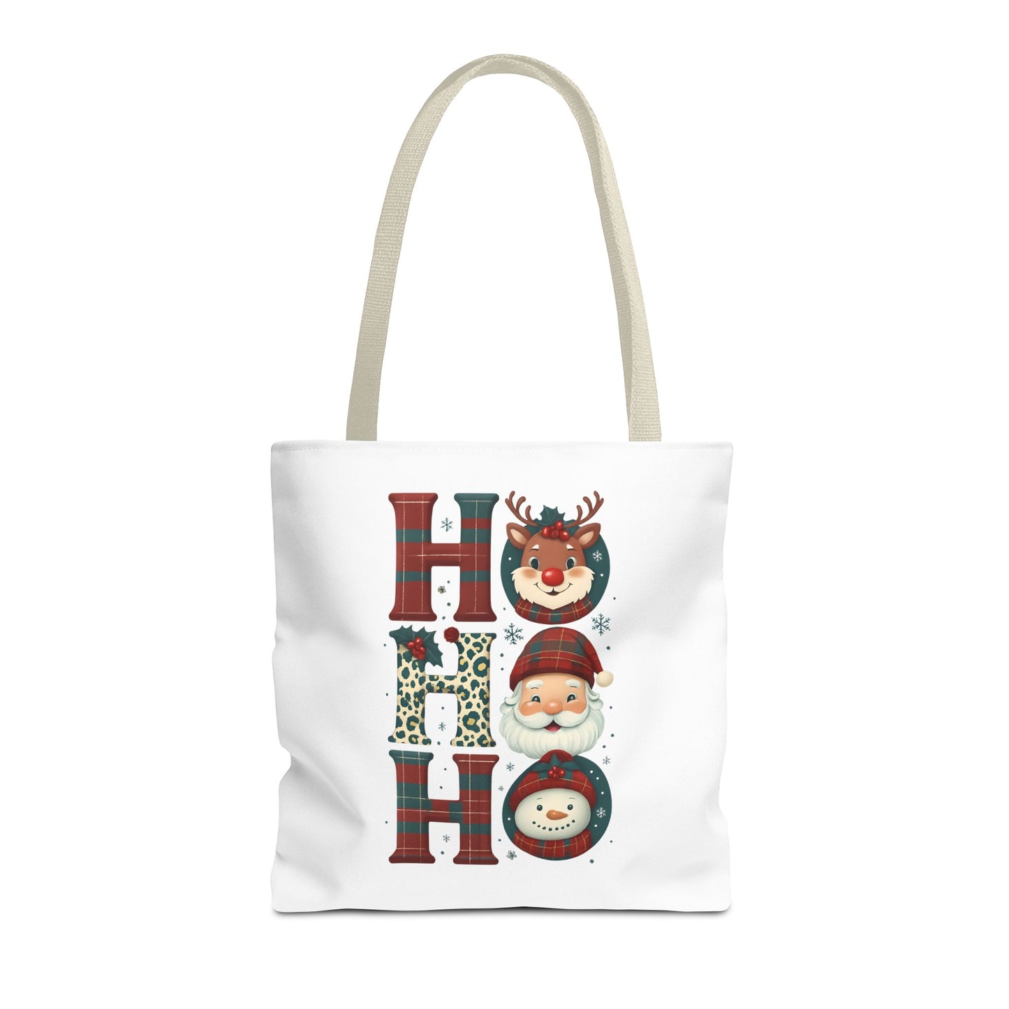 Cute Santa and Reindeer Design Festive Holiday Tote Bag