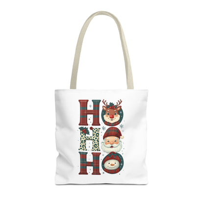 Cute Santa and Reindeer Design Festive Holiday Tote Bag