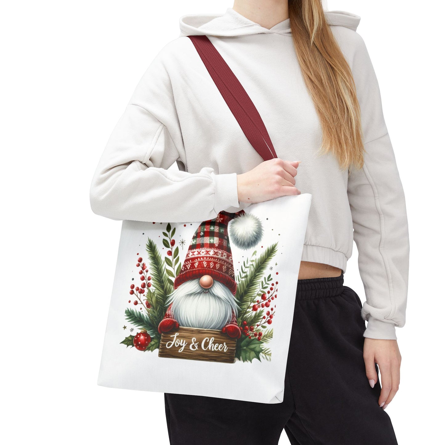 Christmas Gnome Tote Bag - Joy & Cheer Holiday Shopper