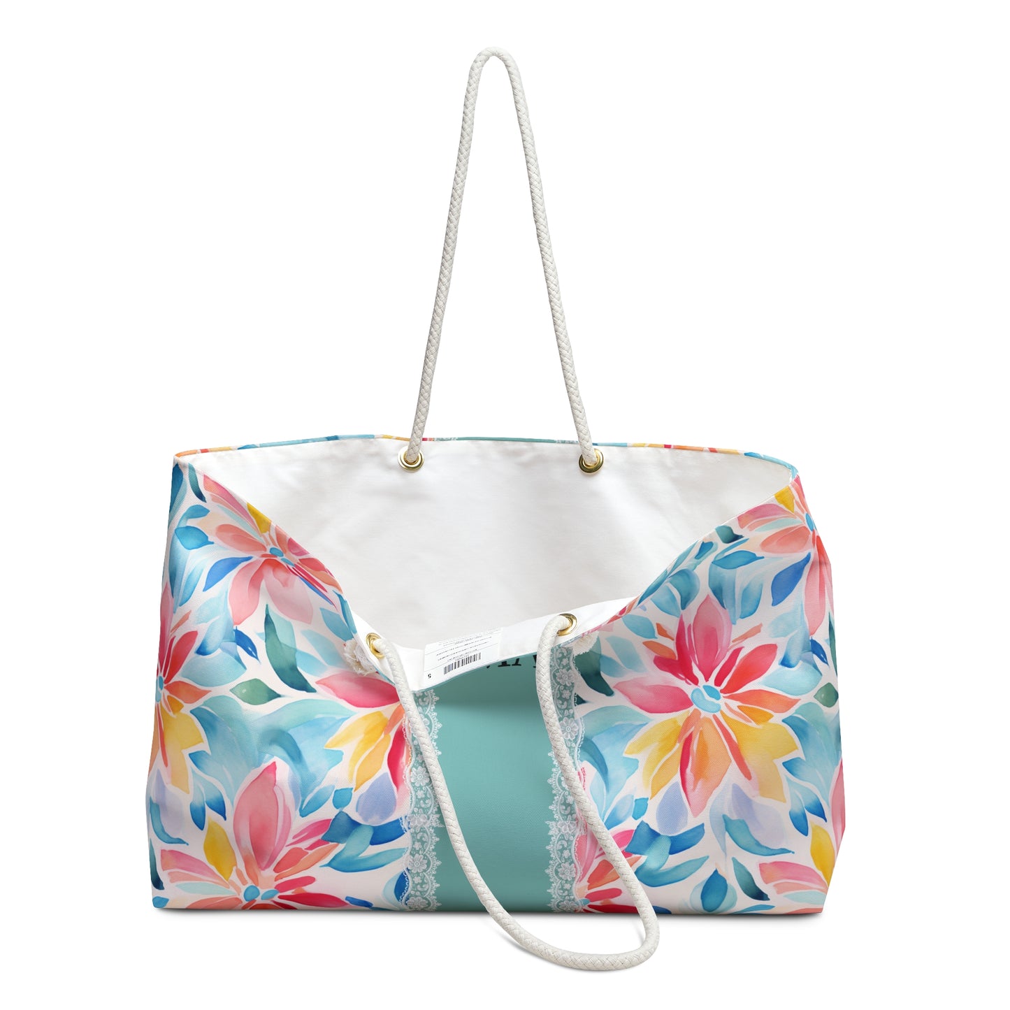 Floral Monogram Weekender Bag , Personalized Tropical Travel Tote
