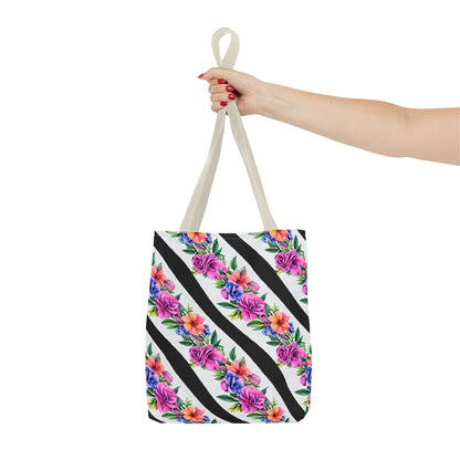 Floral Stripe Tote Bag,