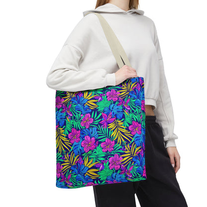 Tropical Floral Tote Bag, Beach Bag, Shopping Tote