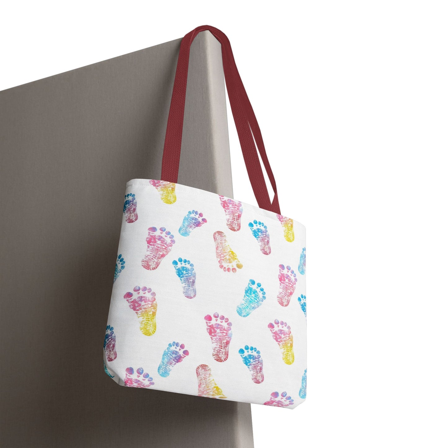 Colorful Baby Footprint Tote Bag,  Gift for New Moms