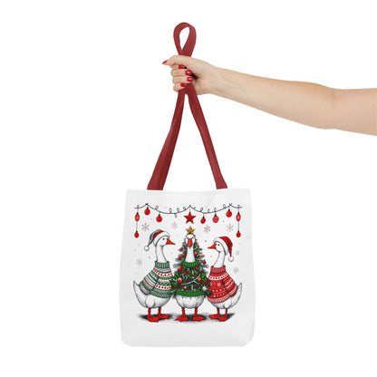 Festive Christmas Geese Tote Bag