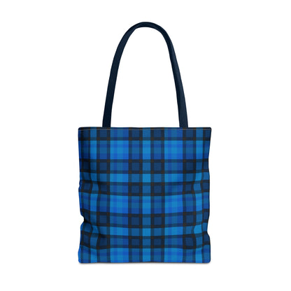 Blue Plaid Tote Bag, Gift for Her or Him,