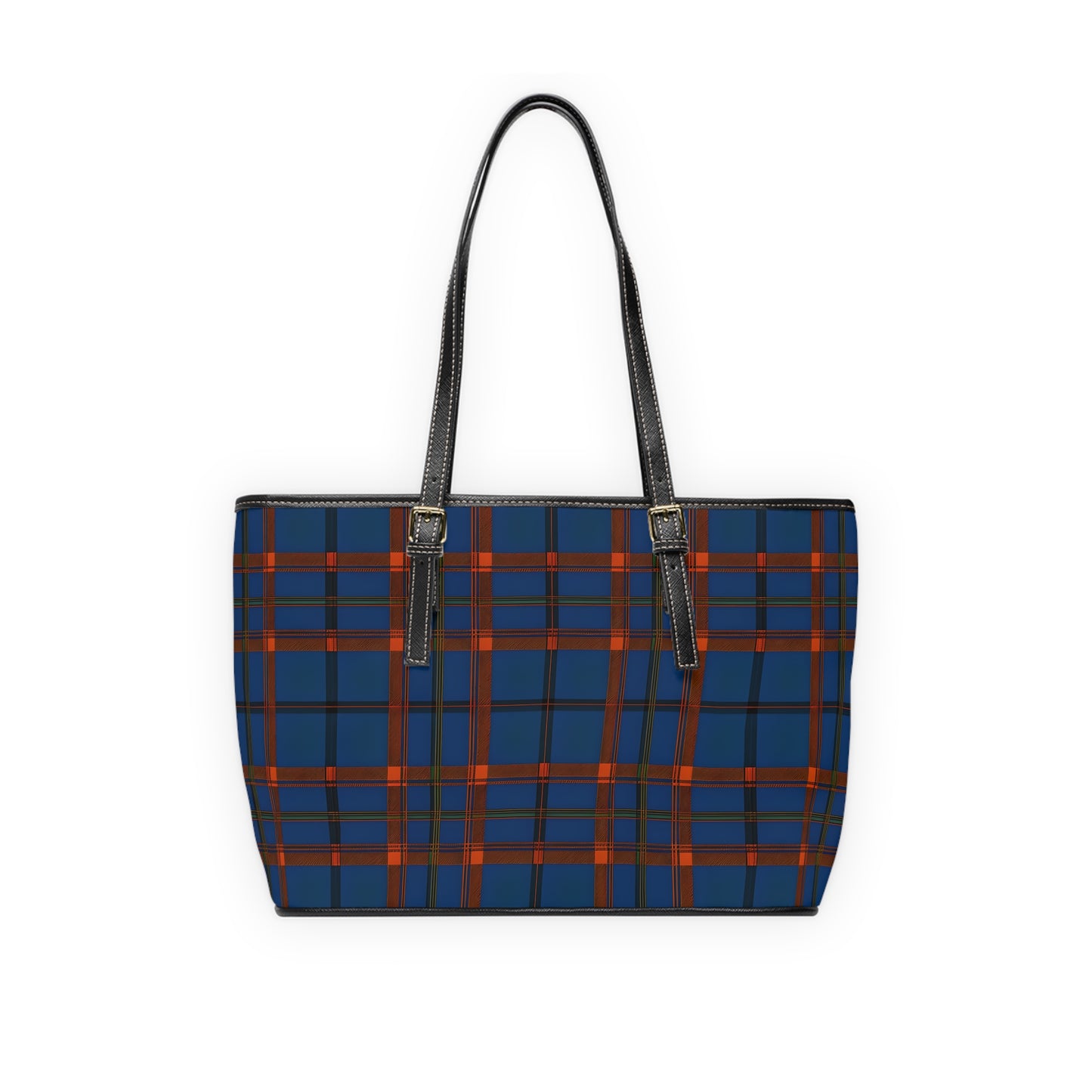 Navy & Rust Plaid Shoulder Bag