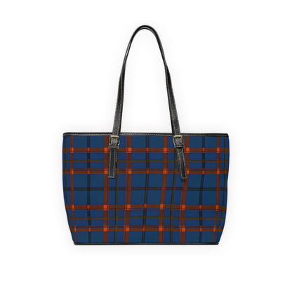Navy & Rust Plaid Shoulder Bag