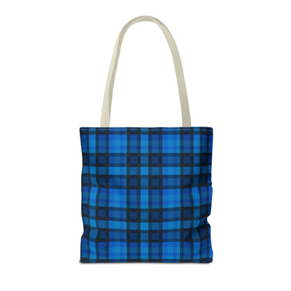 Blue Plaid Tote Bag, Gift for Her or Him,