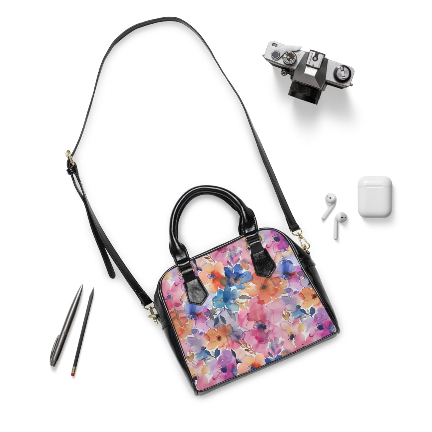 Floral Watercolor Shoulder Handbag