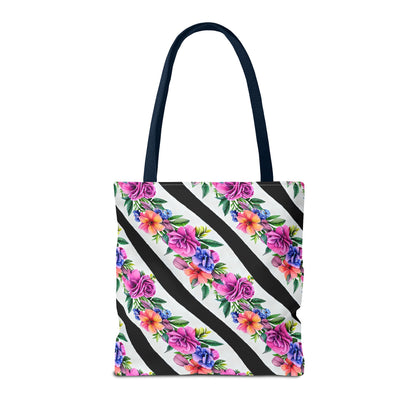 Floral Stripe Tote Bag,