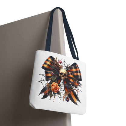 Halloween Skull & Ribbon Tote Bag