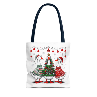 Festive Christmas Geese Tote Bag