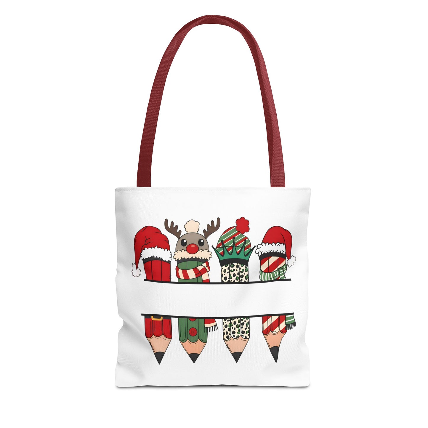 Festive Pencil Reindeer Tote Bag, Holiday Shopping Bag, Christmas Gift Tote, Teacher Appreciation, Winter Decor, Eco-Friendly Bag