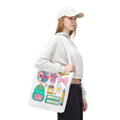 Colorful School Supplies Tote Bag, Perfect for Students & Teachers