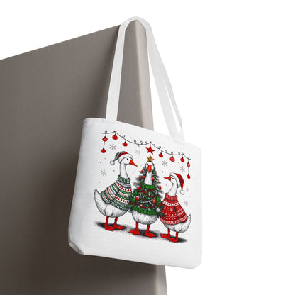 Festive Christmas Geese Tote Bag
