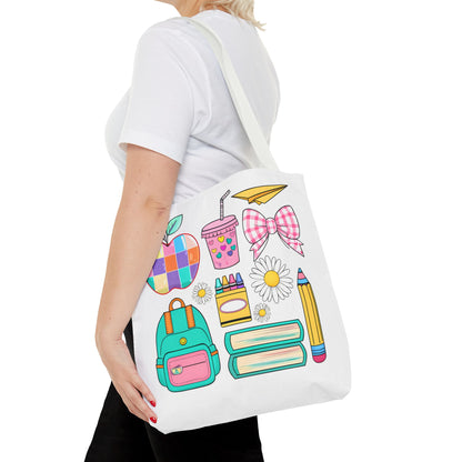 Colorful School Supplies Tote Bag, Perfect for Students & Teachers