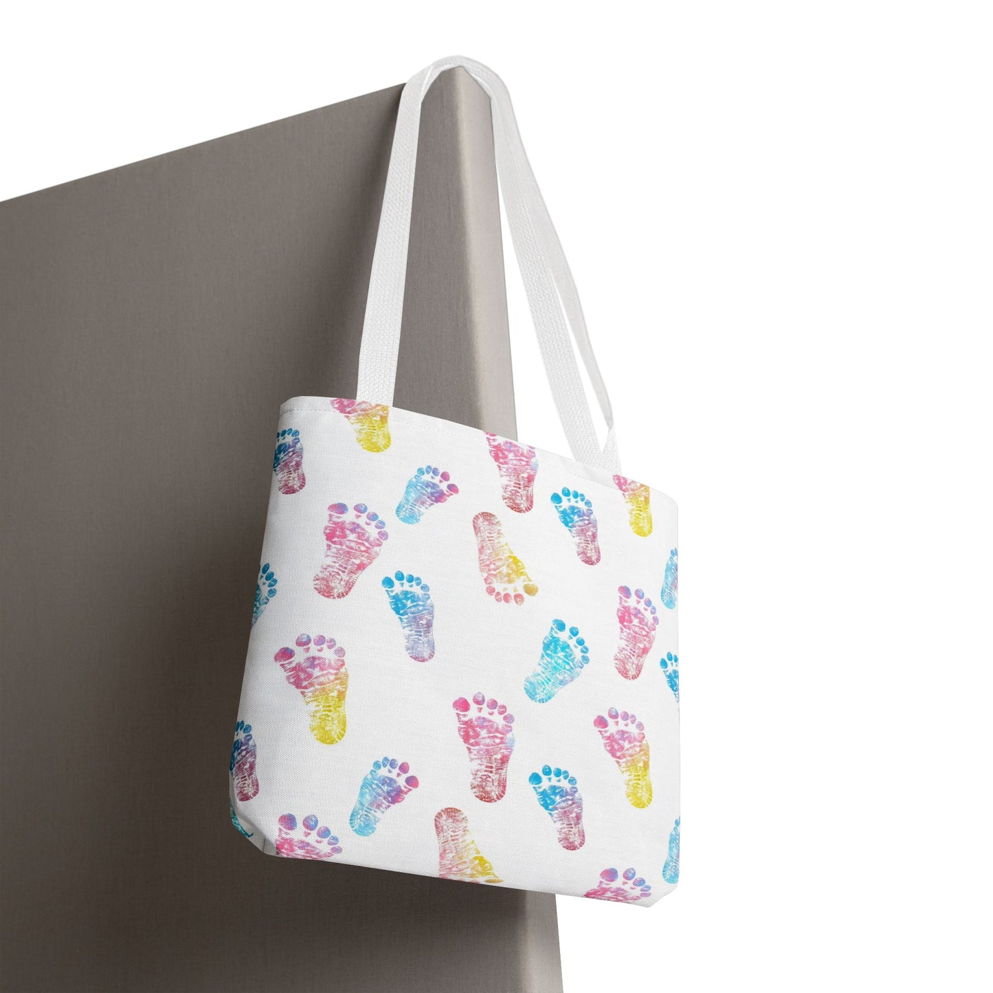 Colorful Baby Footprint Tote Bag,  Gift for New Moms