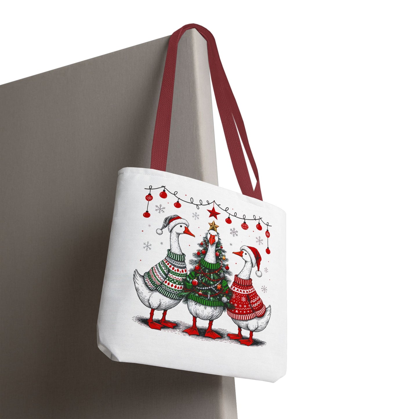 Festive Christmas Geese Tote Bag