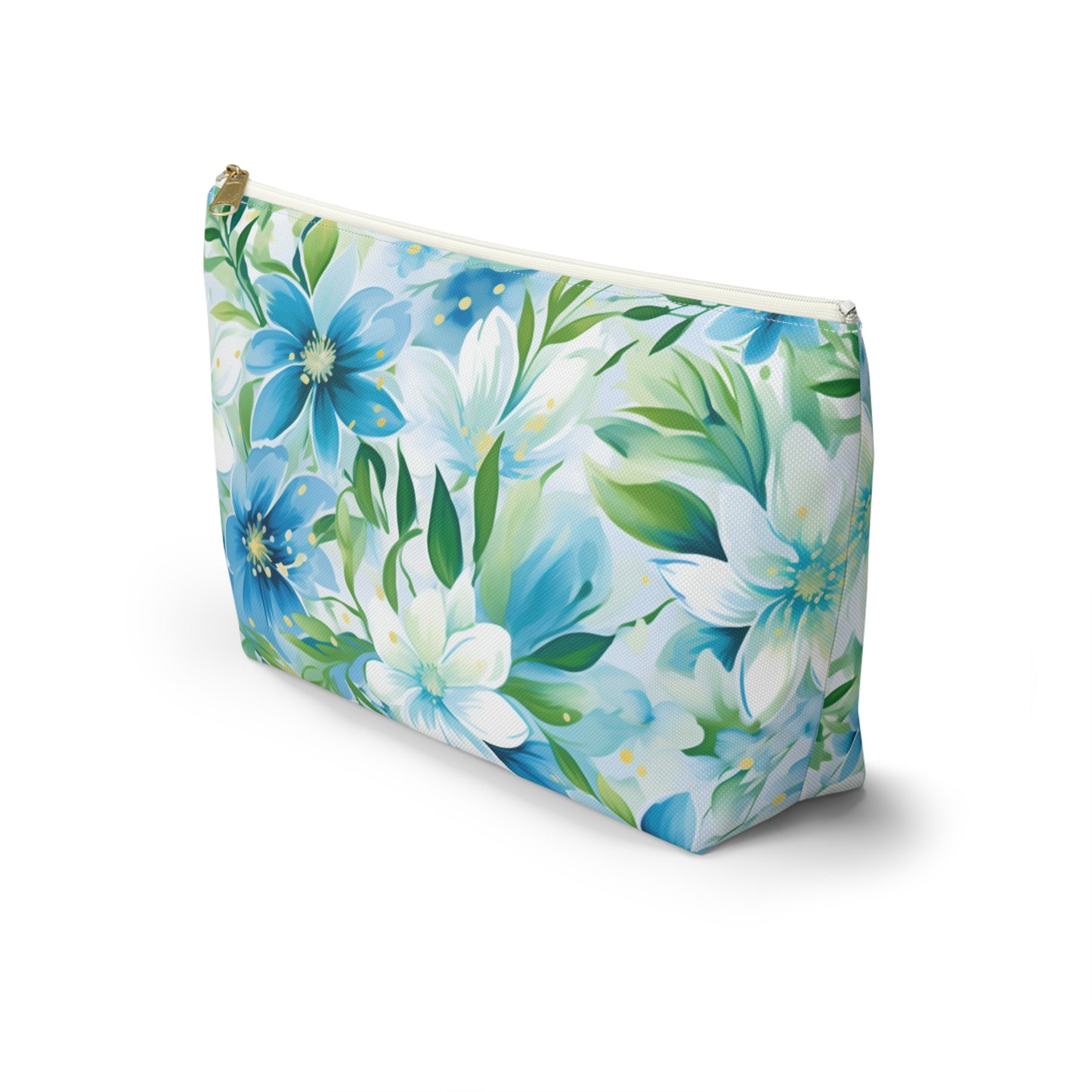 Floral Blue Makeup Pouch