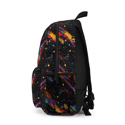 Colorful Galaxy Backpack on a Black Background