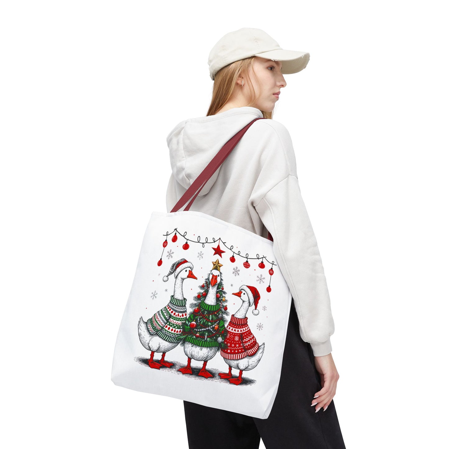 Festive Christmas Geese Tote Bag