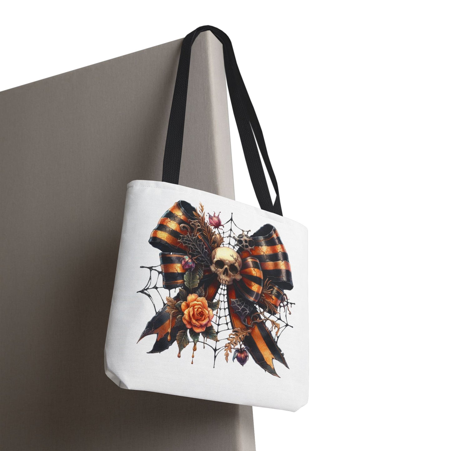 Halloween Skull & Ribbon Tote Bag