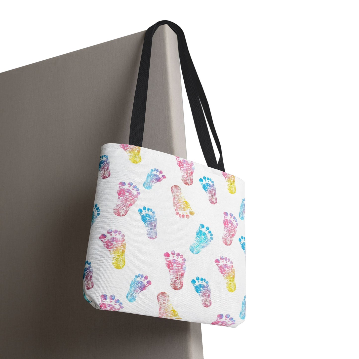Colorful Baby Footprint Tote Bag,  Gift for New Moms