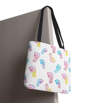 Colorful Baby Footprint Tote Bag,  Gift for New Moms