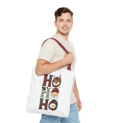 Cute Santa and Reindeer Design Festive Holiday Tote Bag