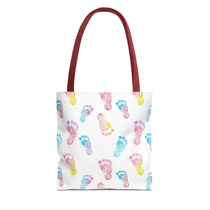 Colorful Baby Footprint Tote Bag,  Gift for New Moms