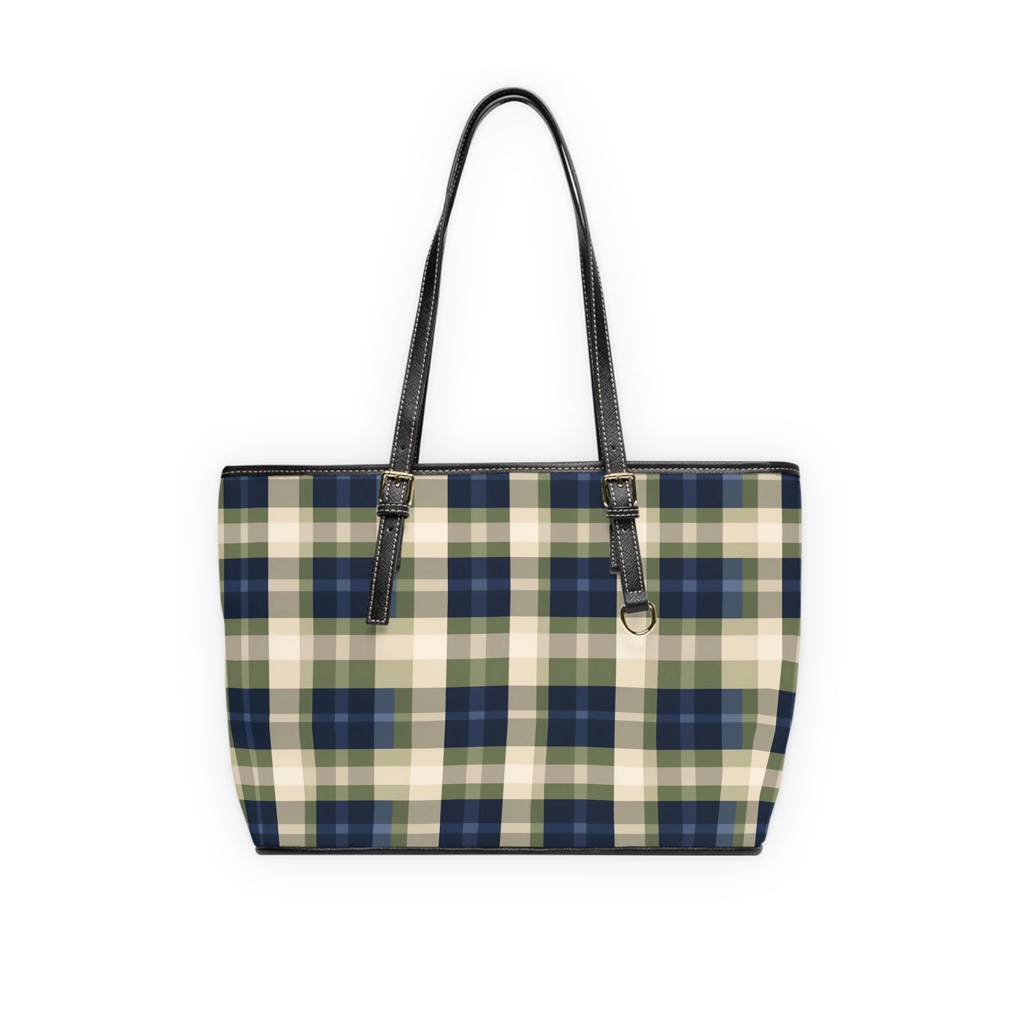 Navy & Olive Plaid Shoulder Bag