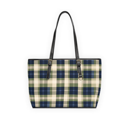 Navy & Olive Plaid Shoulder Bag