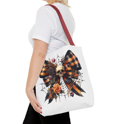 Halloween Skull & Ribbon Tote Bag