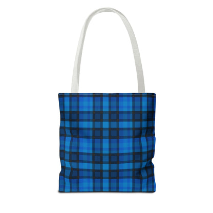 Blue Plaid Tote Bag, Gift for Her or Him,