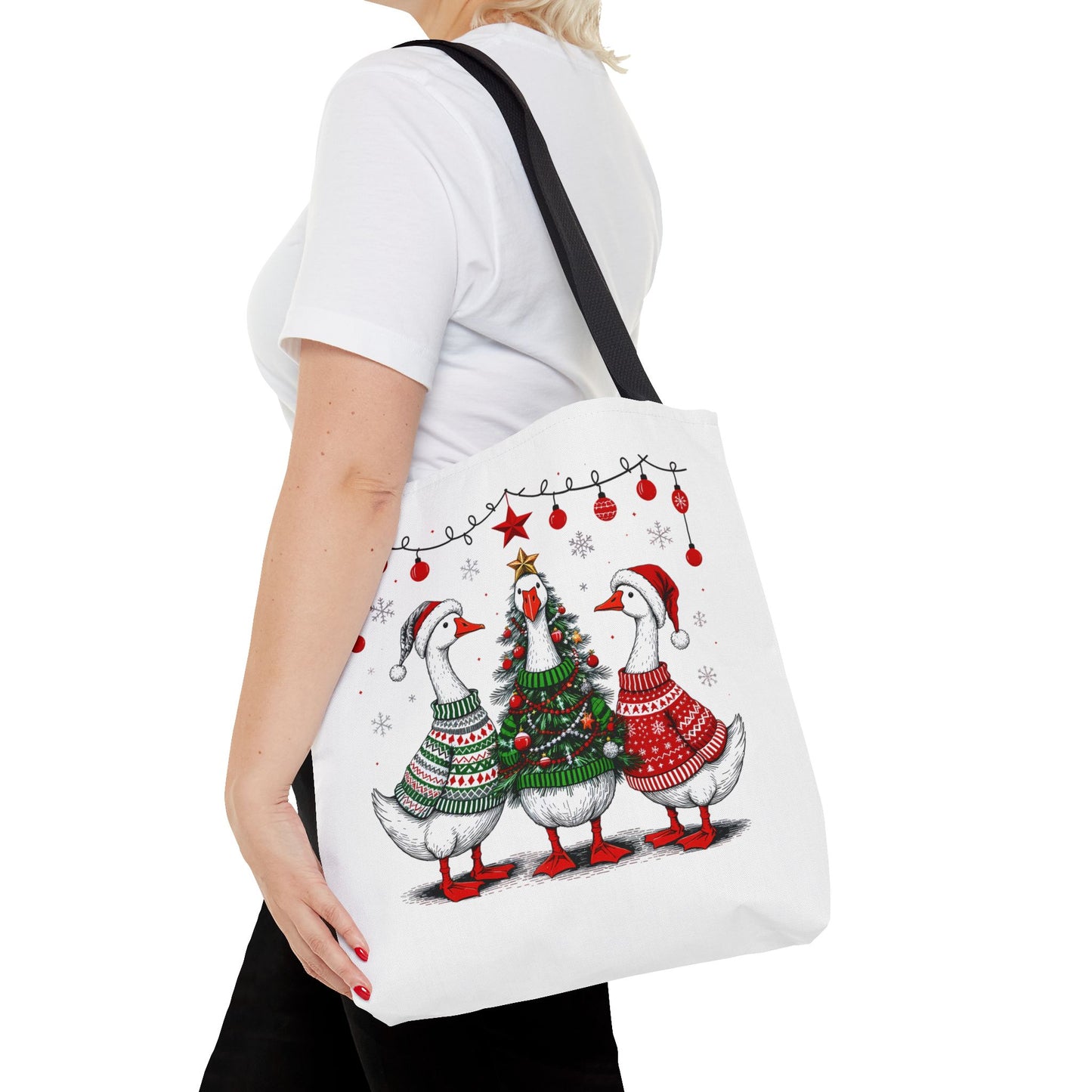 Festive Christmas Geese Tote Bag