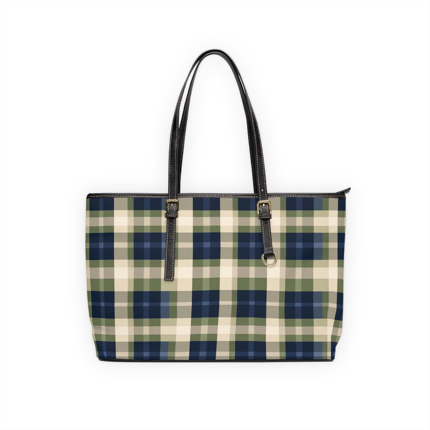 Navy & Olive Plaid Shoulder Bag
